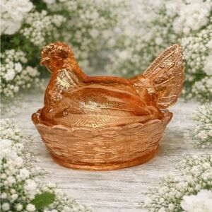 Elegant peach Glass Hen import